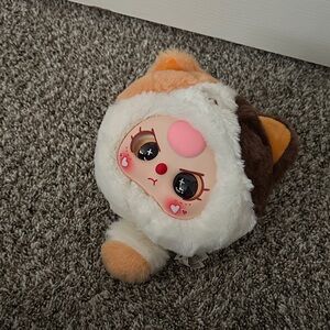 Plush Cat Pouch- Cream, Brown & Peach Soft Doll